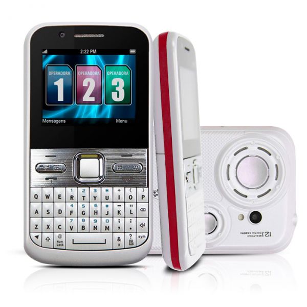 Celular Smartphone MP20 Q5+ com 3 Chips e TV - Branco e Verm